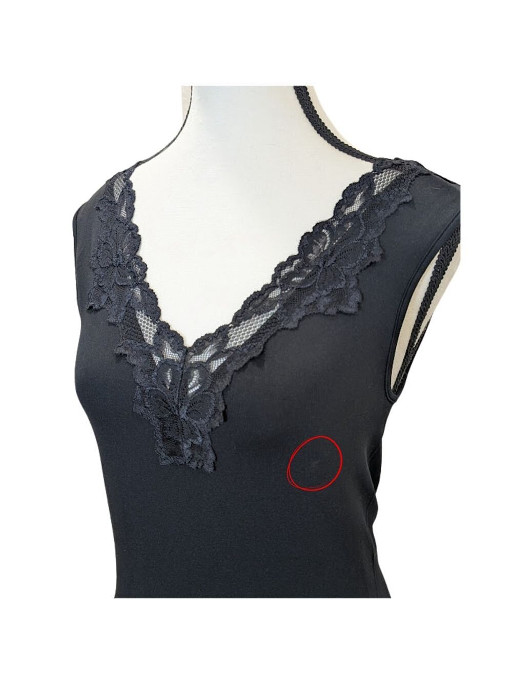 Banana Republic Petite Lace Trim V-Neck Tank Black Soft Goth Camisole Dark Roman - Picture 12 of 12